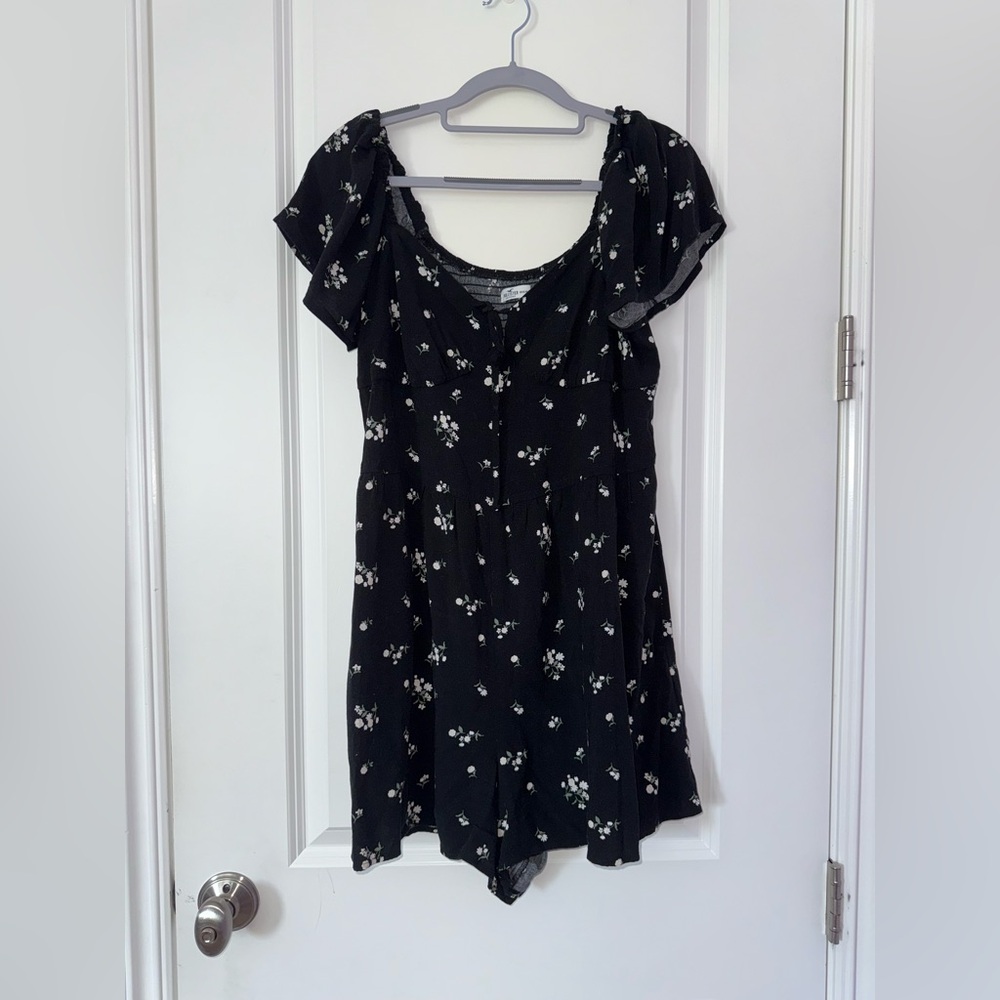 Hollister Black Floral Romper